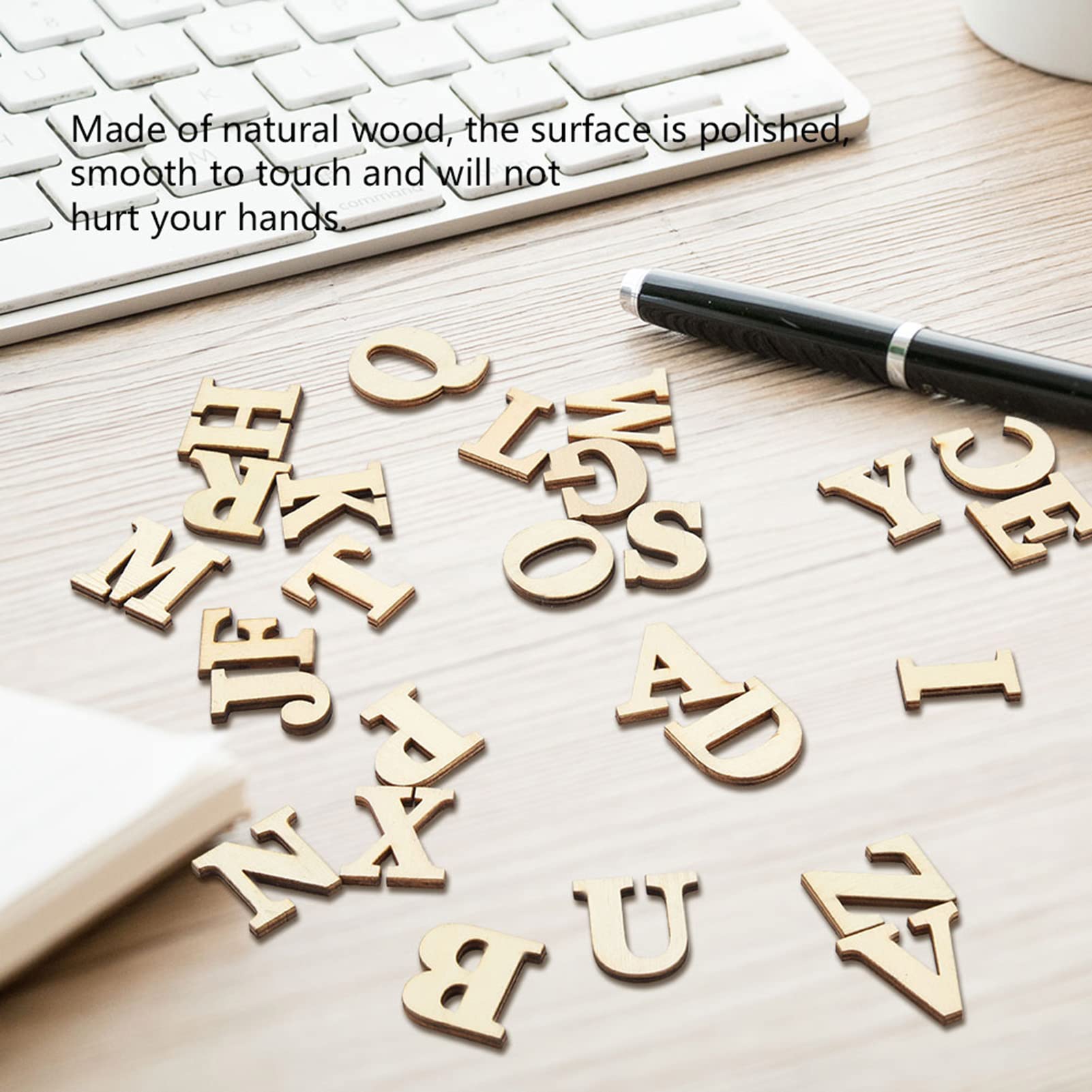 Unfinished Capital Wooden Alphabet Letters and Numbers,2 Set Wooden Self Adhesive Numberss Letterss for DIY Art Crafts Decor Children Gift