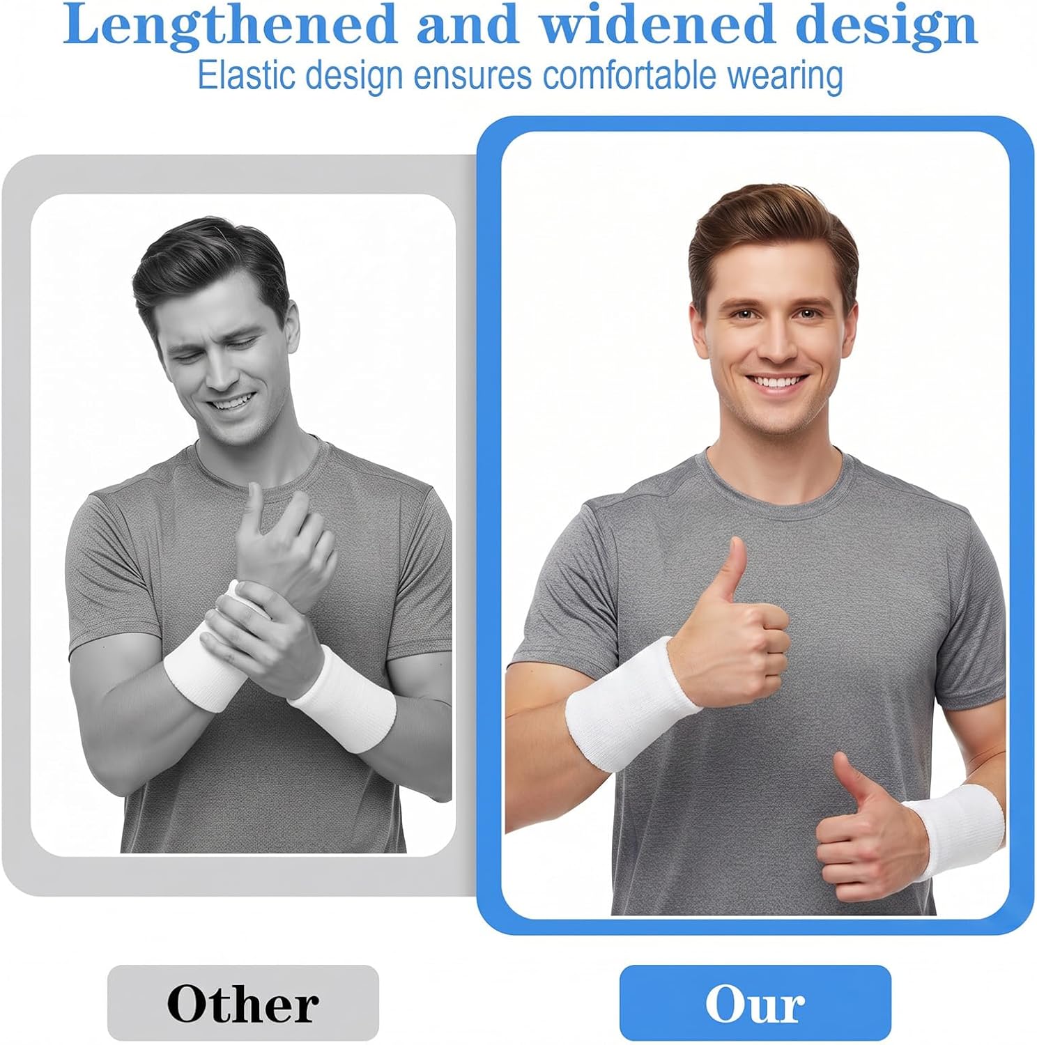 6 Pcs 6 Inch Wrist Sweatbands Wrist Sweat Bands for Men Women Elastic Athletic Wrists Bands Tennis Wrists Band for Basketball Workout Running