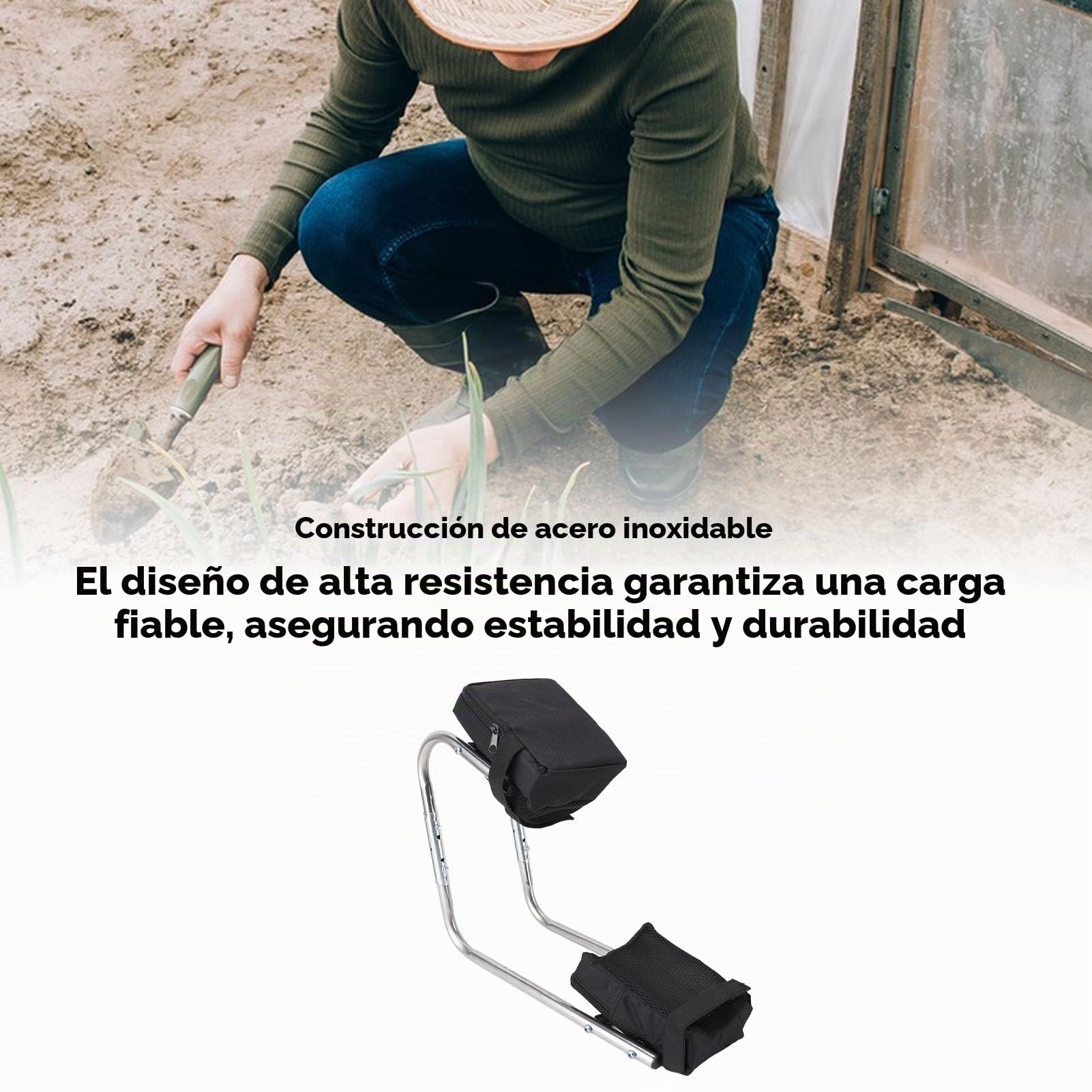Rodillera Y Asiento De Acero Inoxidable Para Jardinería, Soporte Ergonómico Multifuncional Para Tobillo Y Piernas, Ideal Para Trabajos De Jardinería, Color Gris