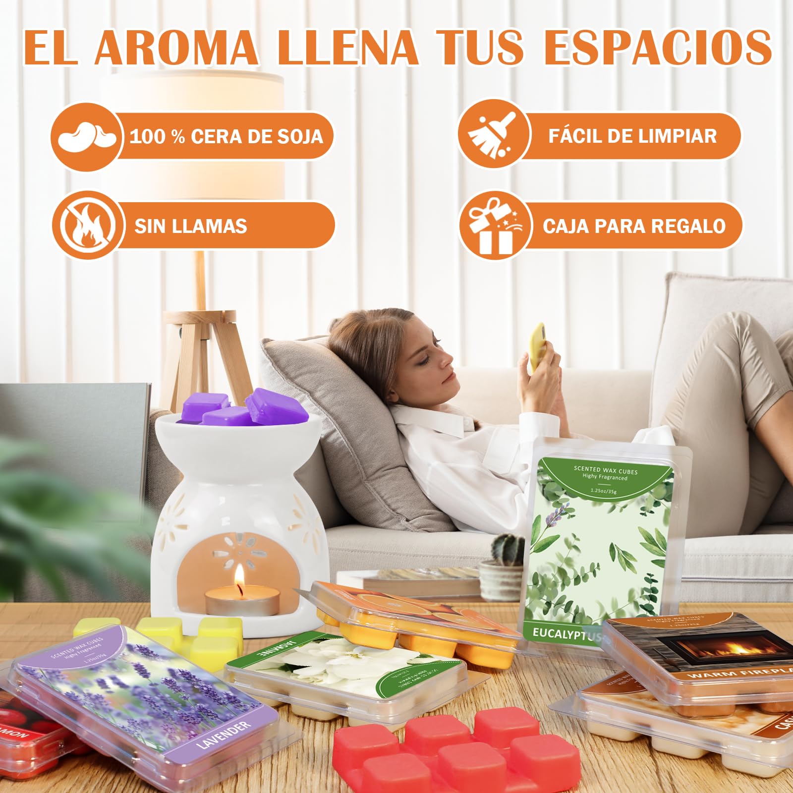 SCENTORINI Set de Cera Perfumada, Cubos de Cera Perfumada para el Hogar, 12 Fragancias, Bloques de 35 g de Cera de Soja Natural con Aceites Esenciales, Regalo Ideal para Hogar y Quemadores