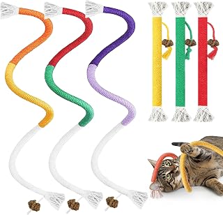 Tocirelo 6-Pack Cat Chew Rope Toys - Cotton Teething Sticks for Teeth Cleaning, Redirect Cord Chewing, Interactive Catnip Dental Toys for Kittens & Indoor Cats, 19.7"