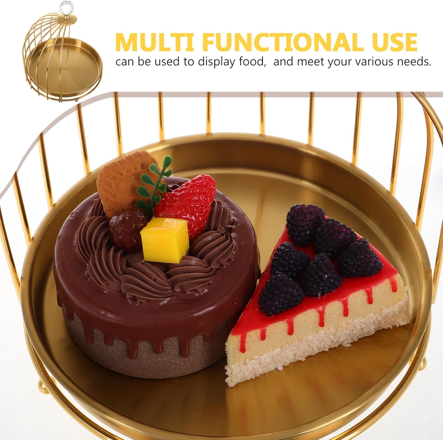 Unomor Ornaments Tray Platters Dessert Display Stands Cake Stand Containers for Food Fruit Platter Cupcake Holders Food Containers Snack Organizer Cake Platter Stainless Steel Golden