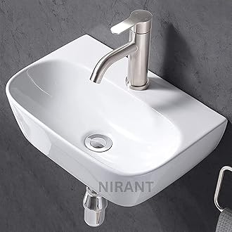 Ceramic Wall Mount Wash Basin | Wall Hung Glossy White Finish | Wall Mounted Sink | Bathroom Sink | Kitchen Sink | Outdoor Sink | Bathroom wash basin | bathroom basin |(Vega)
