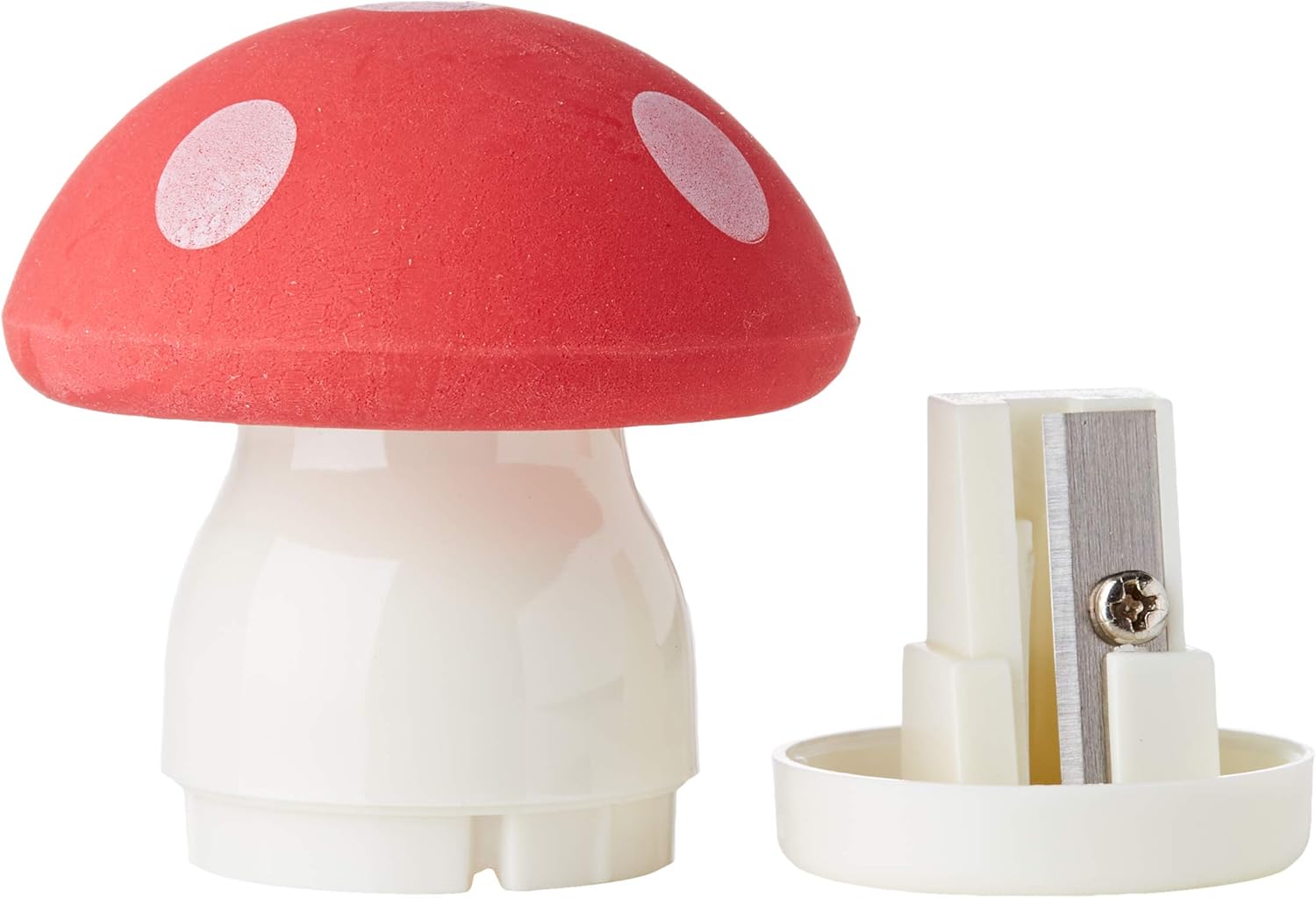 LEGAMI - Eraser with Sharpener Magic Mushroom, 0.5x5 cm, Red Version, to Clear and Tempere, Rubber with Mushroom Shape Sharpener