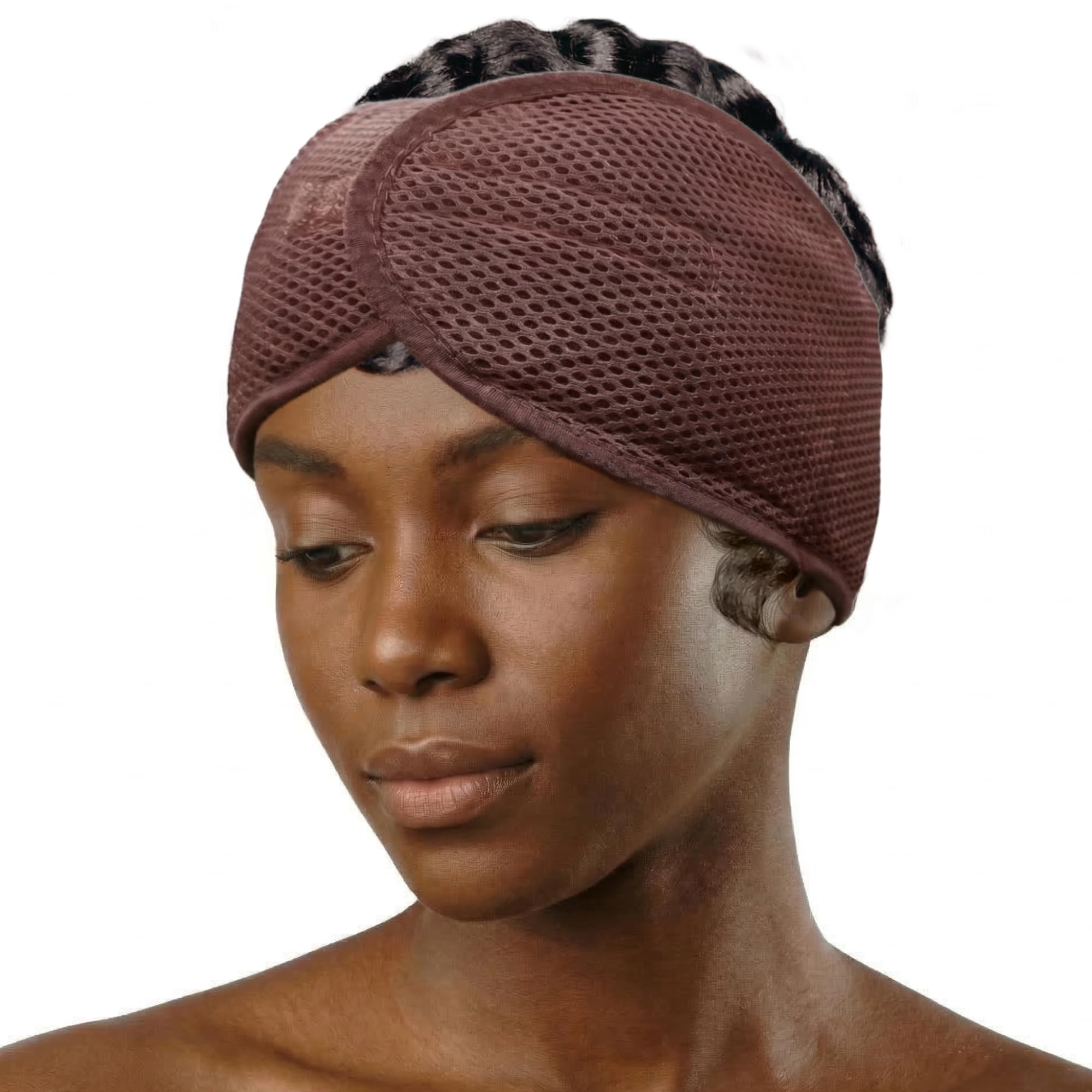 DONNA Envoltura de malla de espuma de lujo, 1 diadema de malla de velcro, envolturas de seda, envoltura de malla para el cabello de mujer, para lavado facial, accesorios para el cabello, diademas