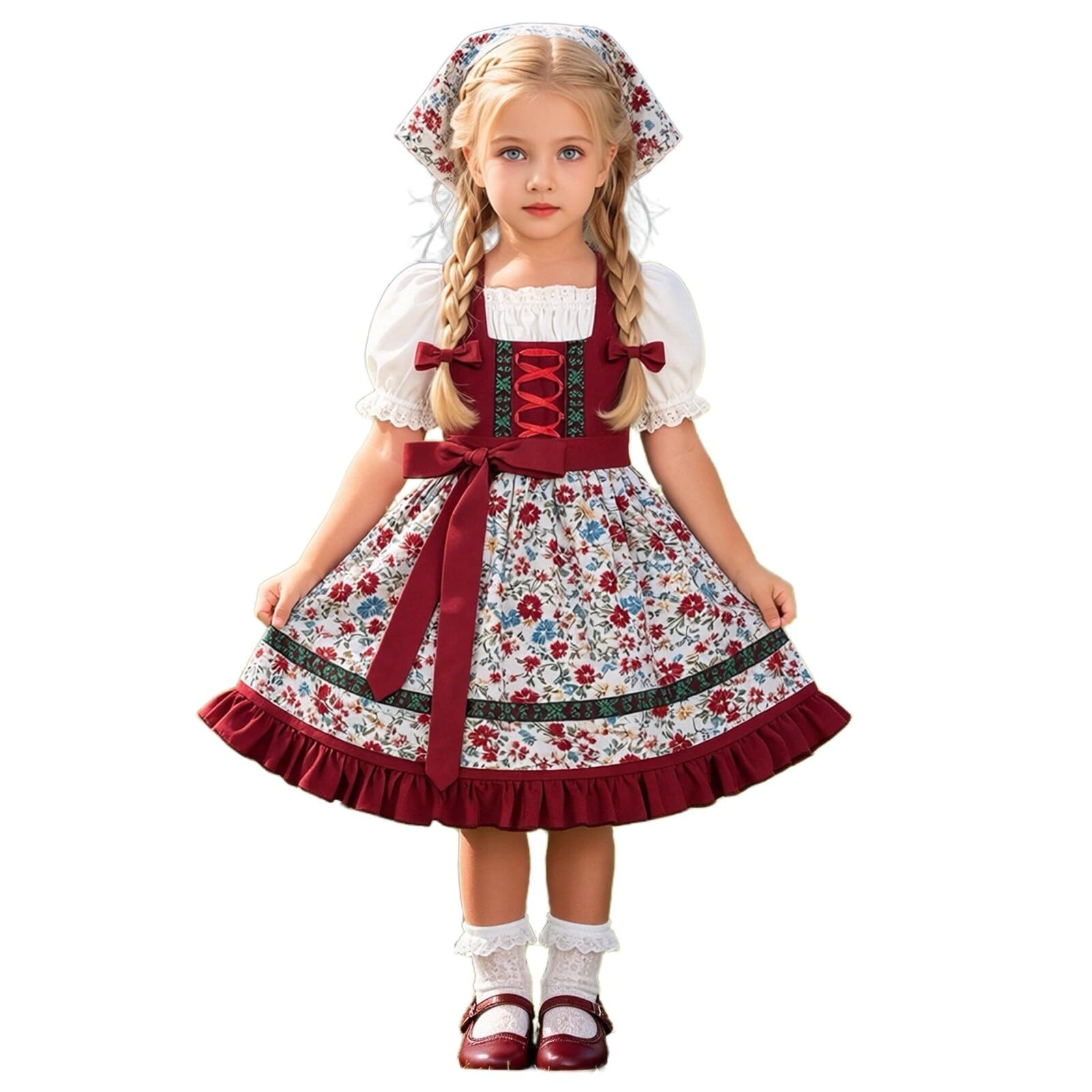 Dirndl dziewczęca bluzka i fartuszek Dirndl dla dzieci, sukienka do stroju ludowego, sukienka dla nastolatków, nowoczesny strój bawarski tradycyjny