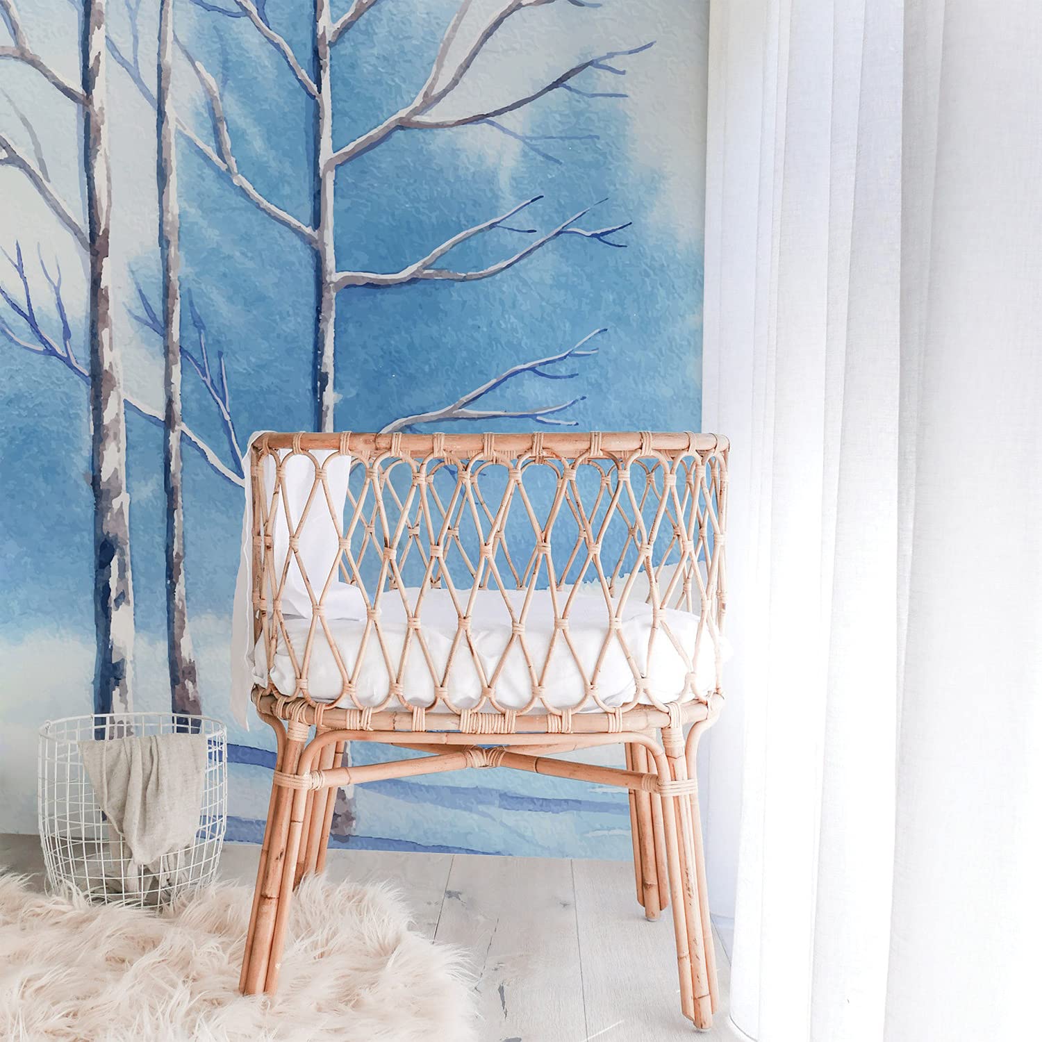 Stickers muraux decoration meuble papier peint forêt de neige 208x146