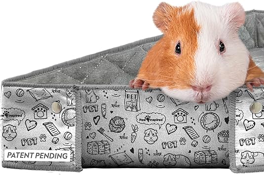 Paw Inspired Critter Box | Washable Guinea Pig Cage Liners with Raised Sides | Fleece Bedding for Guinea Pigs Rabbits, Hamsters, Small Animals | Edge Protected Pee Pads C&C 2x4