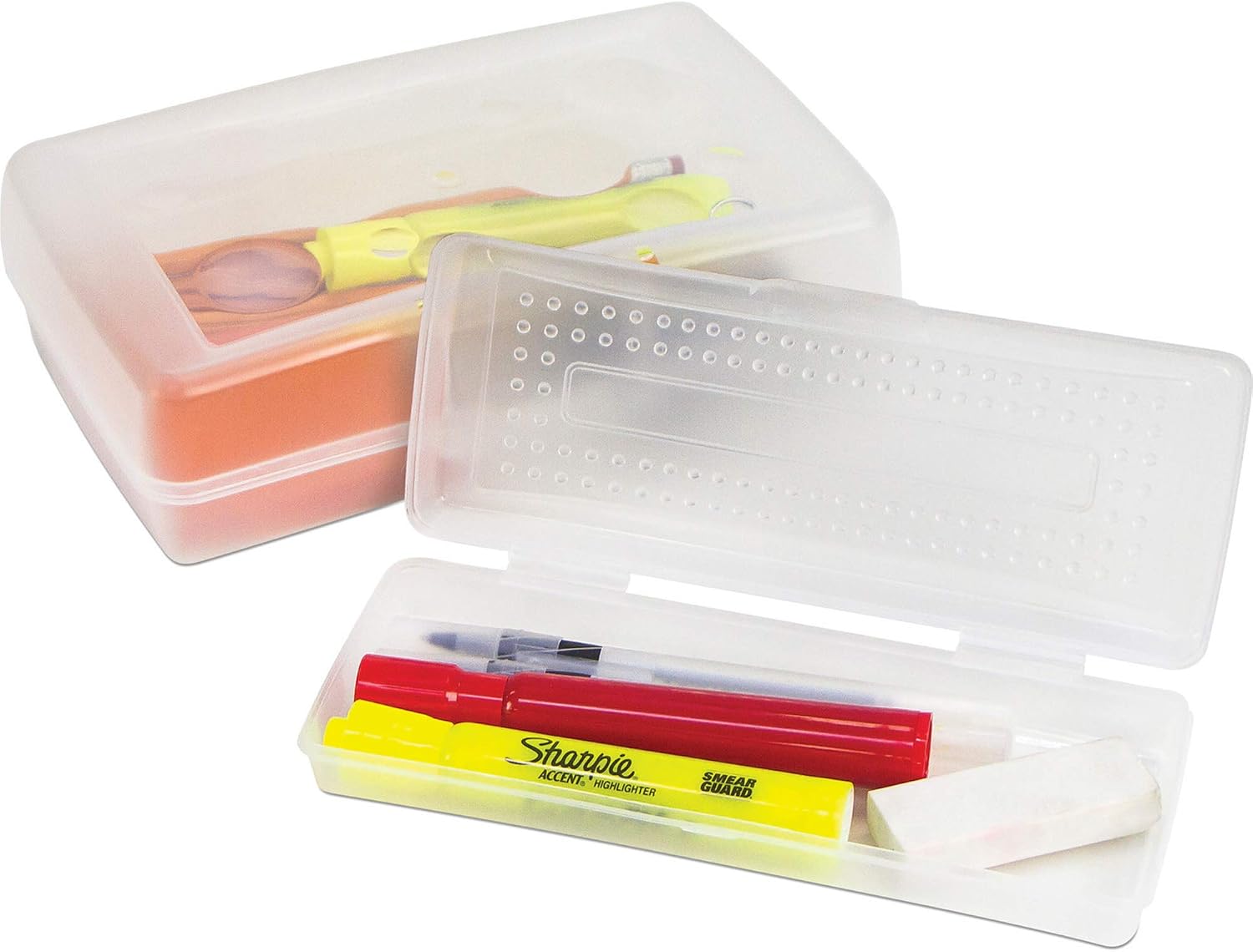 Sparco Clear Plastic Pencil Box Storage Case