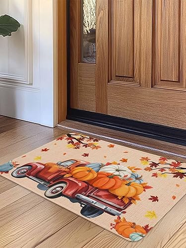 Vista 510 de Tapete de Feliz Navidad, tapete antideslizante para puerta delantera, baño, cocina, dormitorio, patio, entrada, 16 x 24 pulgadas, rojo, negro y verde