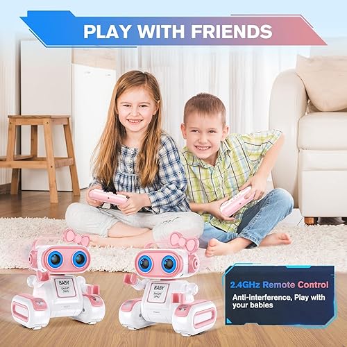 Miniatura 4 de Juguete robot, robot de juguete para niños, robot de control remoto con ojos LED coloridos y música, robots RC recargables para niños, juguete
