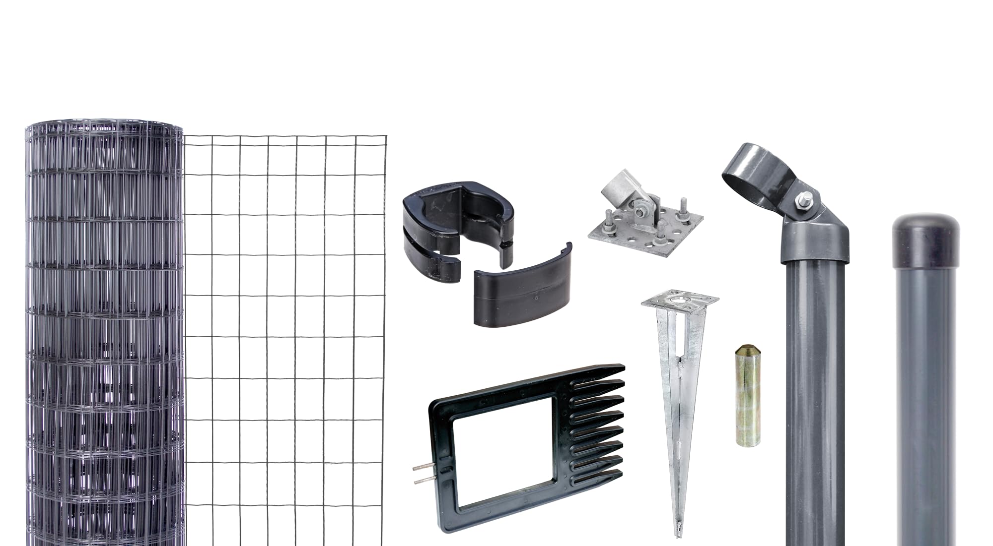 Alberts 669362 Fix-Clip Pro als Zaun-Komplettset, mit Einschlagbodenhülse | verschiedene Längen und Höhen - wahlweise in verschiedenen Farben | anthrazit | Höhe 102 cm | Länge 75 m
