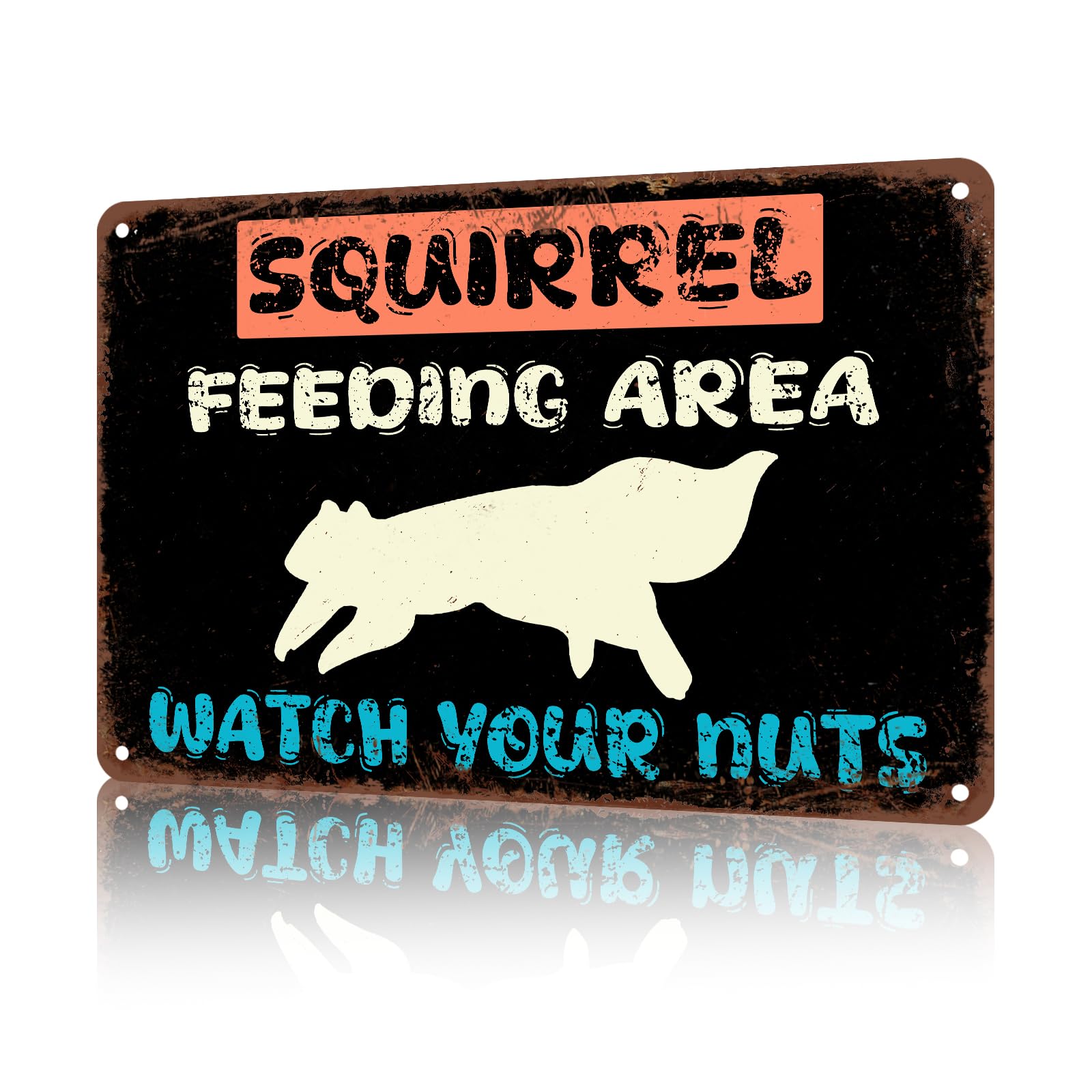 Anceky Animal Sign Squirrel Feeding Area Watch Your Nuts Sign Aluminum Sign Retro Metal Tin Sign Wall Decor for Farmhouse Yard Home Man Cave Cafe Pub 12×8 Inch