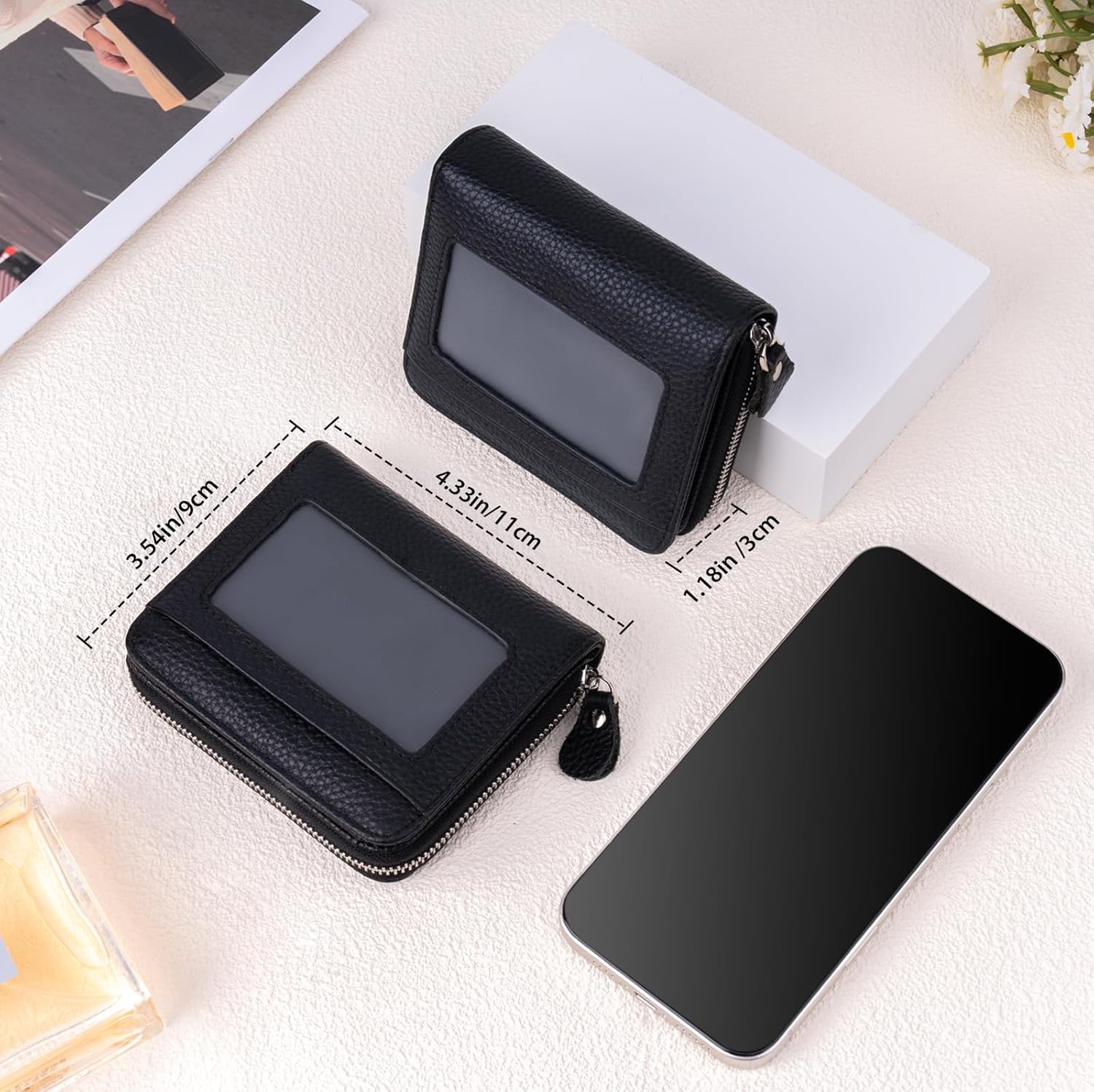 Genuine Small Wallet for Women, Slim RFID Blocking Credit Card Holder with ID Window, Compact Purses for Women with 11 Card Slots - Image 5