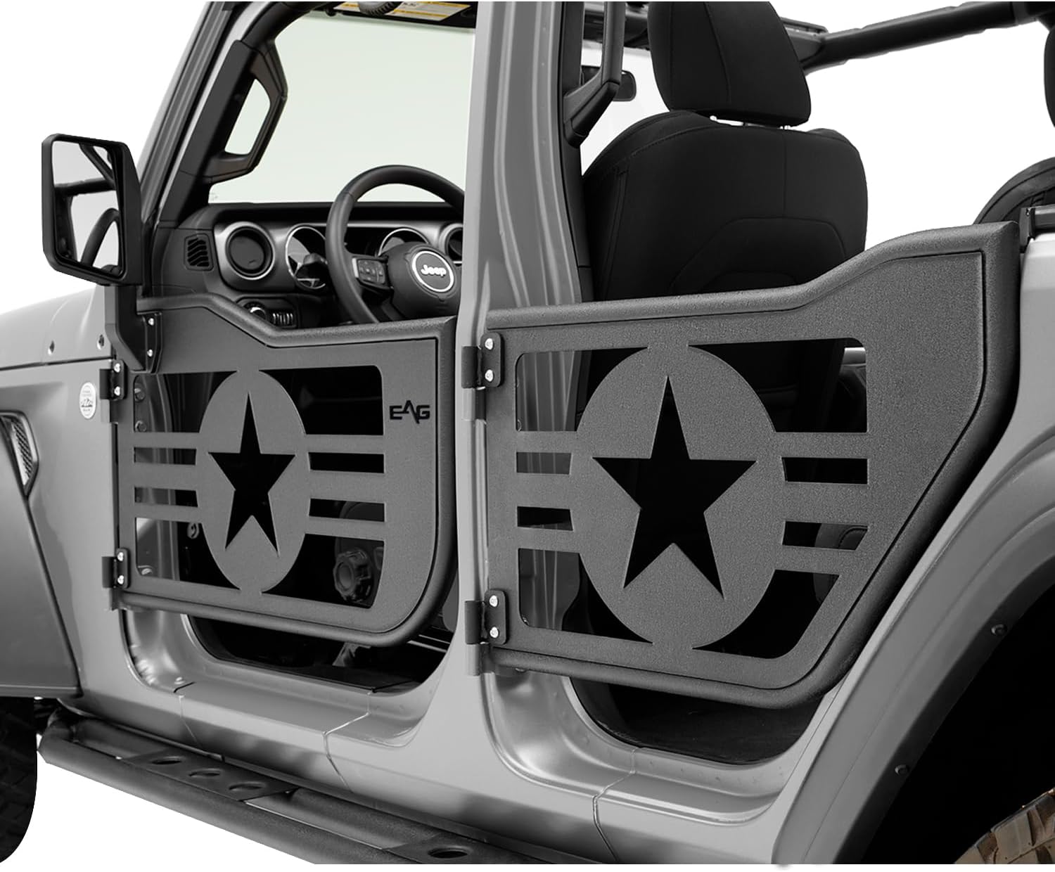 EAG Military Tubular Door with Reflection Mirror Fit for 2018-2022 Wrangler JL 4 Door Only