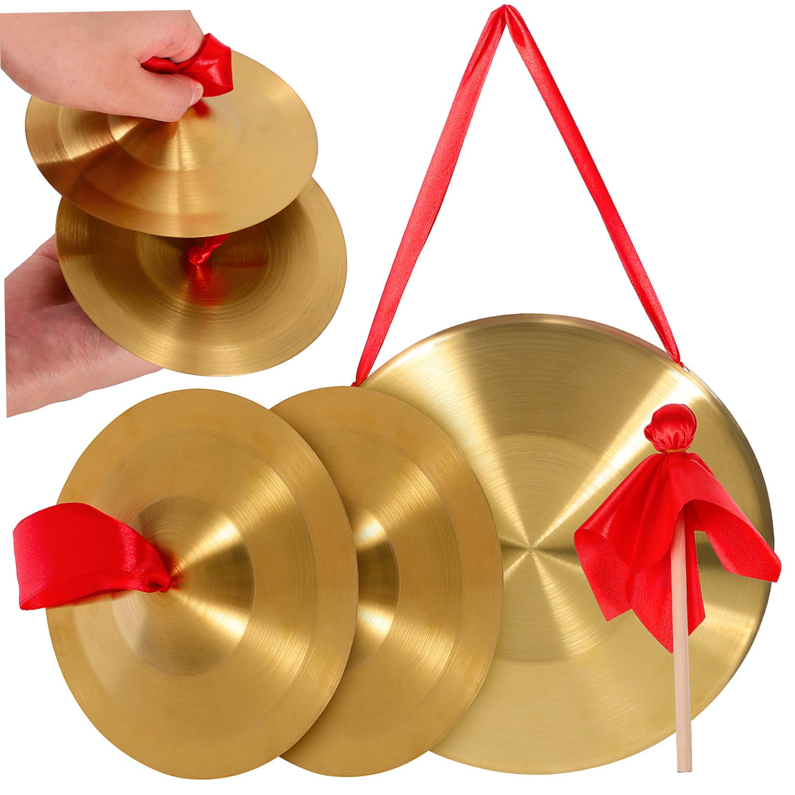 ibasenice 1 Set Gong Cymbal Set Chinese Hand Gong Mallet Traditional Chinese Percussion Instrument Perfect for Schools Orchestras Personal