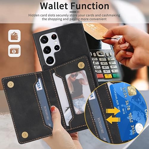 Miniatura 3 de Funda para Galaxy S24 Ultra 5G, diseño para Samsung S24U, funda de teléfono tipo cartera con función atril de piel sintética, ranuras para tarjetas,