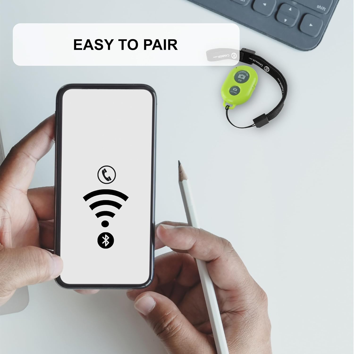 CamKix Camera Shutter Remote Control with Bluetooth Wireless Technology - Create Amazing Photos and Videos Hands-Free - Works with Most Smartphones and Tablets (iOS and Android)