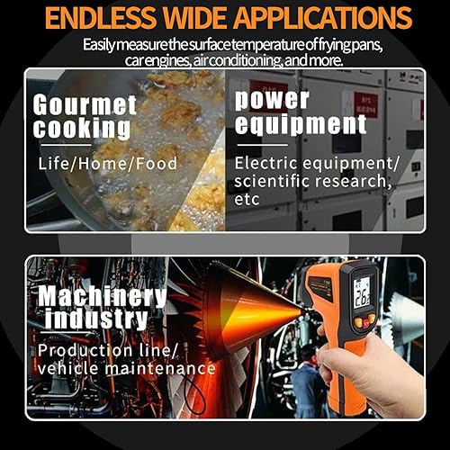 Miniatura 5 de Termómetro de infrarrojos Yiko, termómetro digital láser -58 °F~1112 °F (-50 °C~600 °C). Pistola de temperatura IR (no para humanos). Ideal