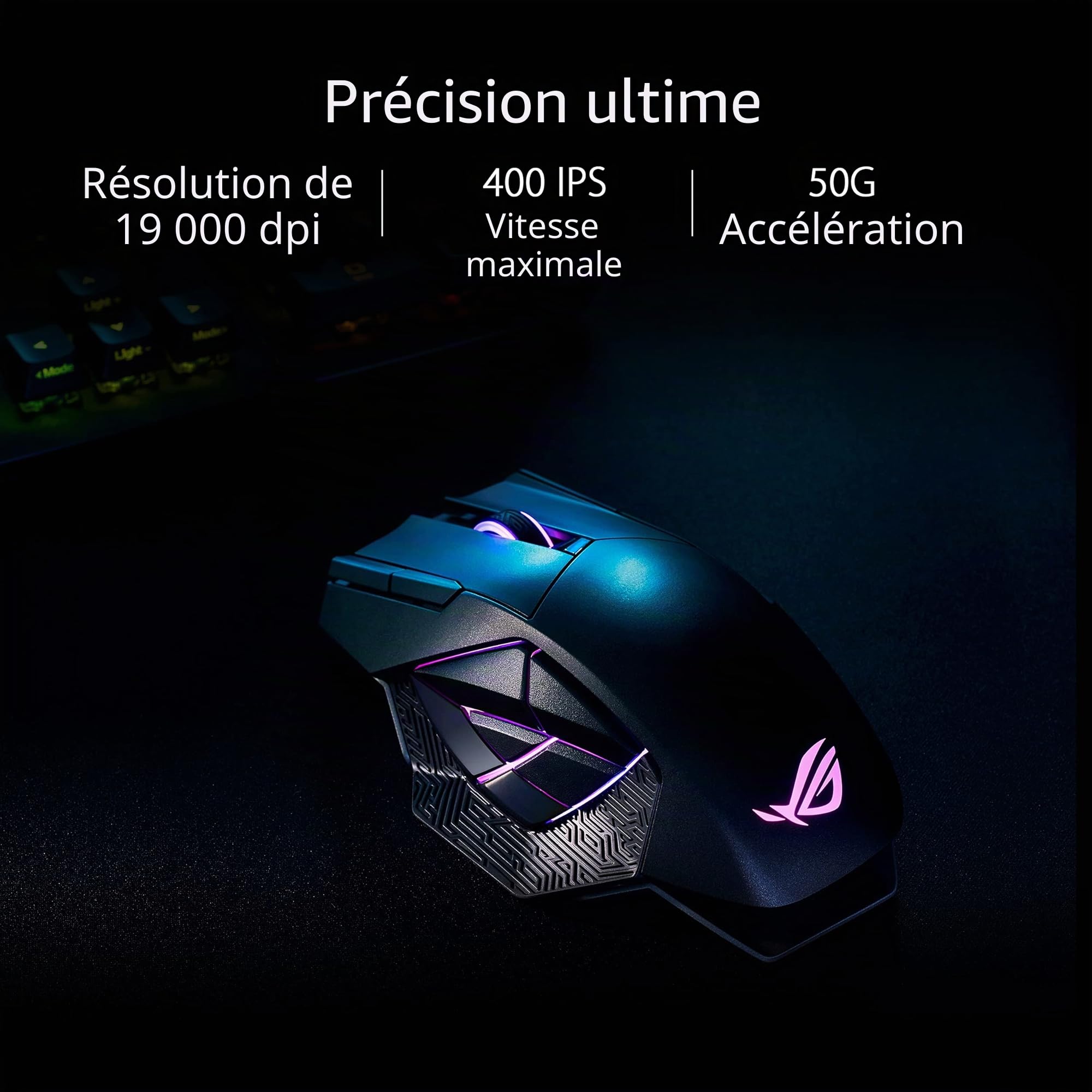 ASUS ROG Spatha X Souris de jeu sans fil (support de charge magnétique, 12 boutons programmables, 19 000 DPI, prises de commutation à chaud push-fit, micro-commutateurs ROG, paracorde ROG et éclairage