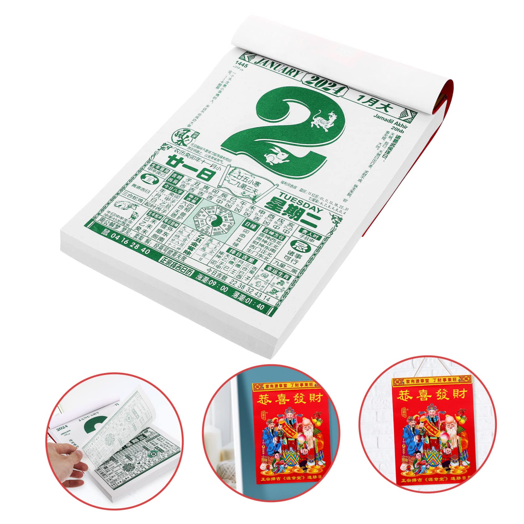 Calendario annuale, calendario da parete, 4 pezzi 2024 Vecchio Almanacco Calendario da tavolo Anno lunare Calendario da parete 2024 Calendario del drago Calendario tradizionale cinese Drago Anni Calen