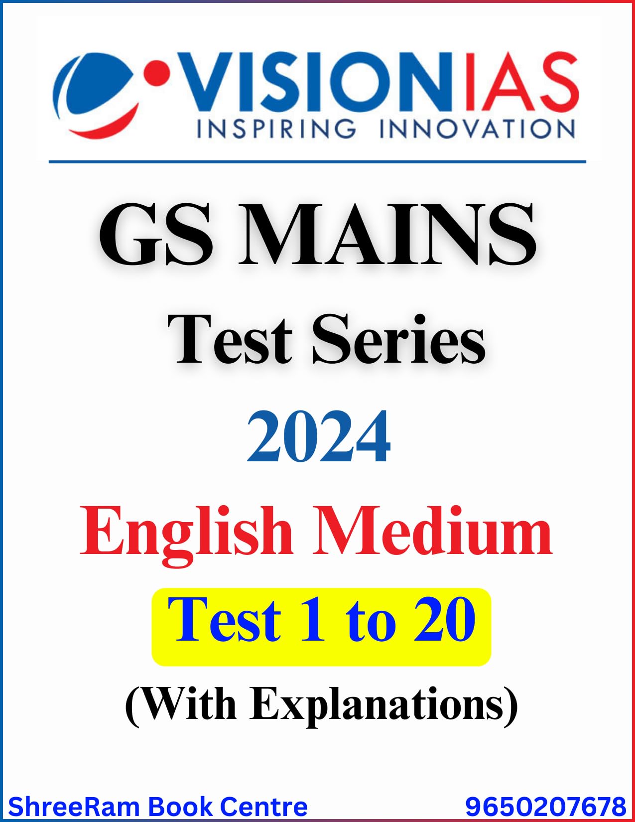 Buy Vision IAS GS MAINS Test Series 2024 LATEST | Test 1 to 20 with ...
