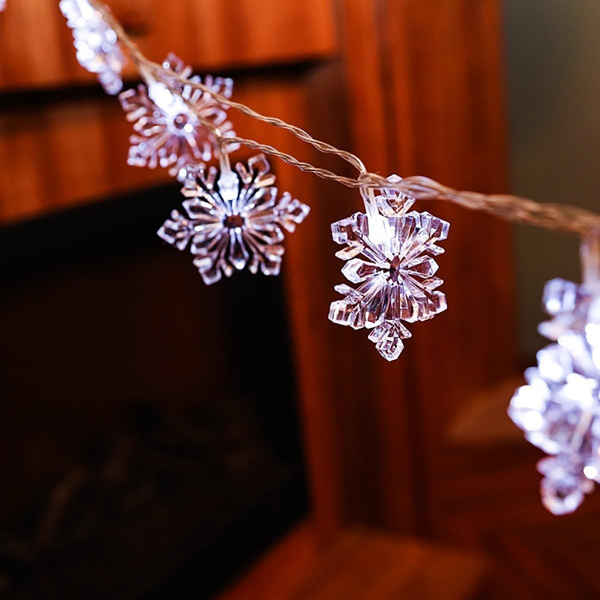 Christmas Festival 20 LED Fairy String Lights, Battery Operated Snowflake Light, Indoor Decoration Use