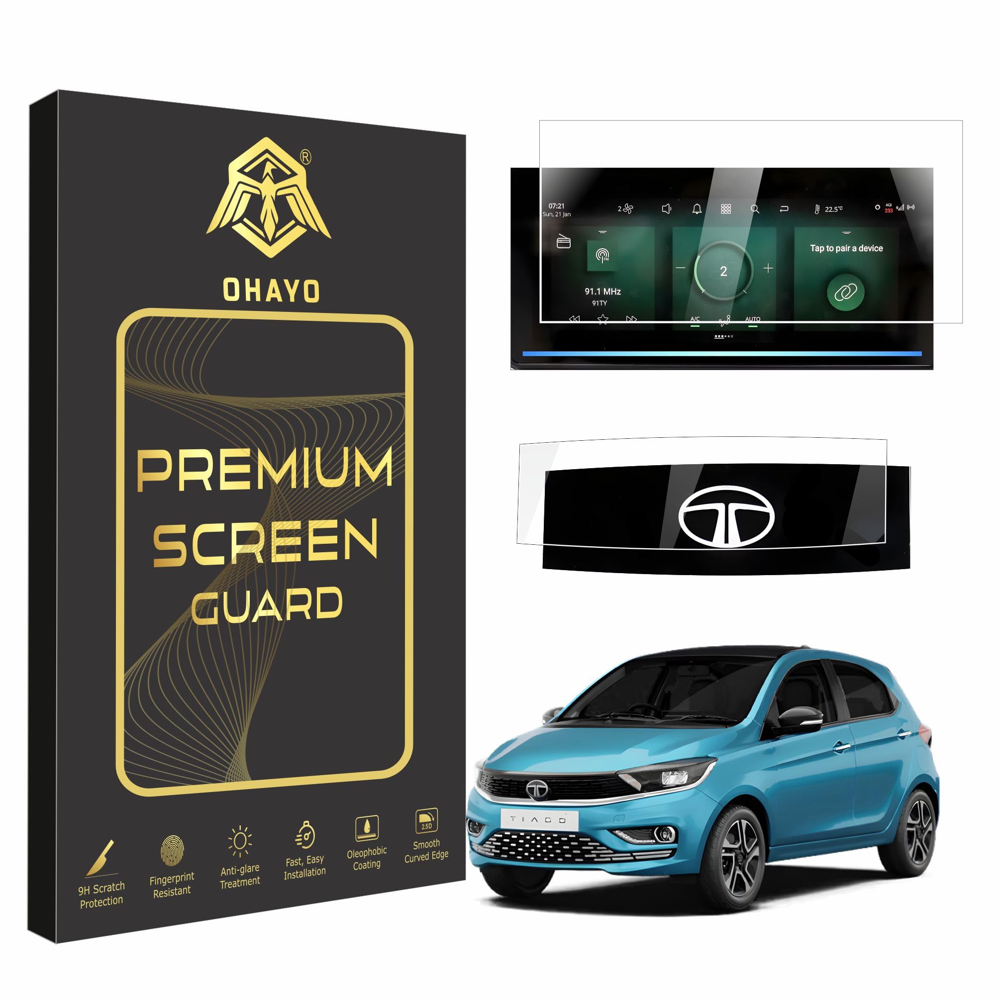 OHAYO 4-in-1 Screen Protector Set Compatible with Tata Altroz 2025 | 10.25” Infotainment (Thin Edge) + Steering + AC Panel + 4” Instrument Cluster Guard | HD Clear | Water Resistant | Anti-Scratch | For Creative / Creative S (Not Tempered Glass) — Amazon image 25