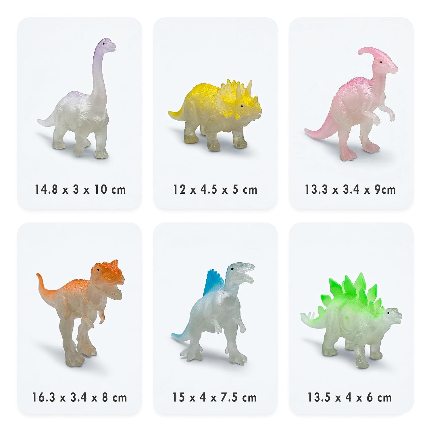 MECHDEL ·Dinosaur 6 Pcs Glow in Dark Mini Dinosaur Toy Set for Kids – Dino Action Figure Cupcake Toppers, Party Favors, Goody Bag Fillers, Classroom Prizes & Birthday Decorations for Boys & Girls| Made in India 2