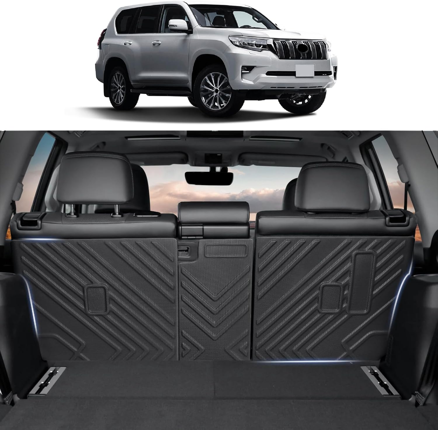 Seat backrest Protective pad Suitable for 2010-2023 Land Cruiser Prado 150 LC150 TPE Material Kicking pad Anti-Kicking pad Interior Upgrade Accessories (Second Row 7 Seats)