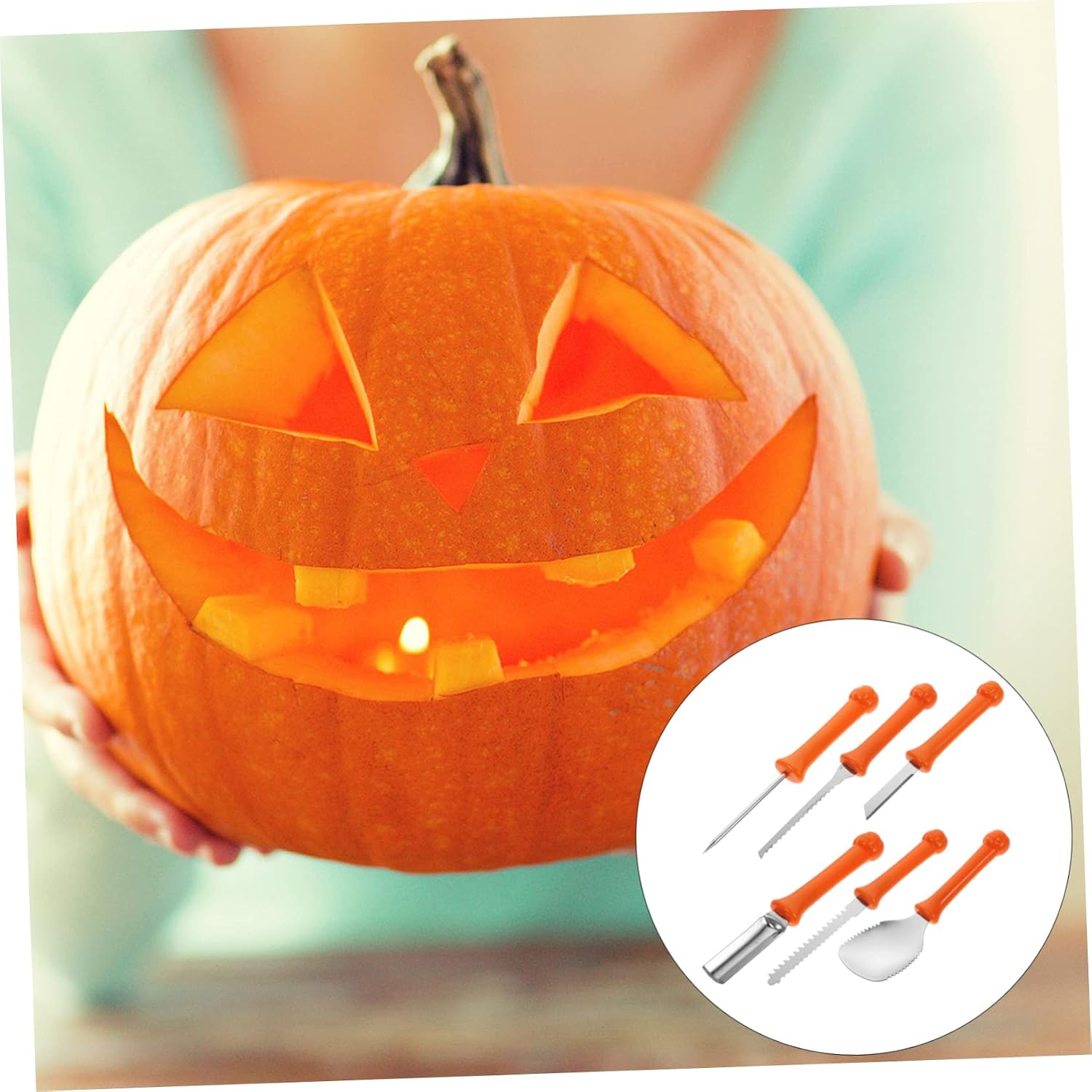 MAGICLULU Halloween Pumpkin Carving Set with Storage Bag, Orange Tool Kit