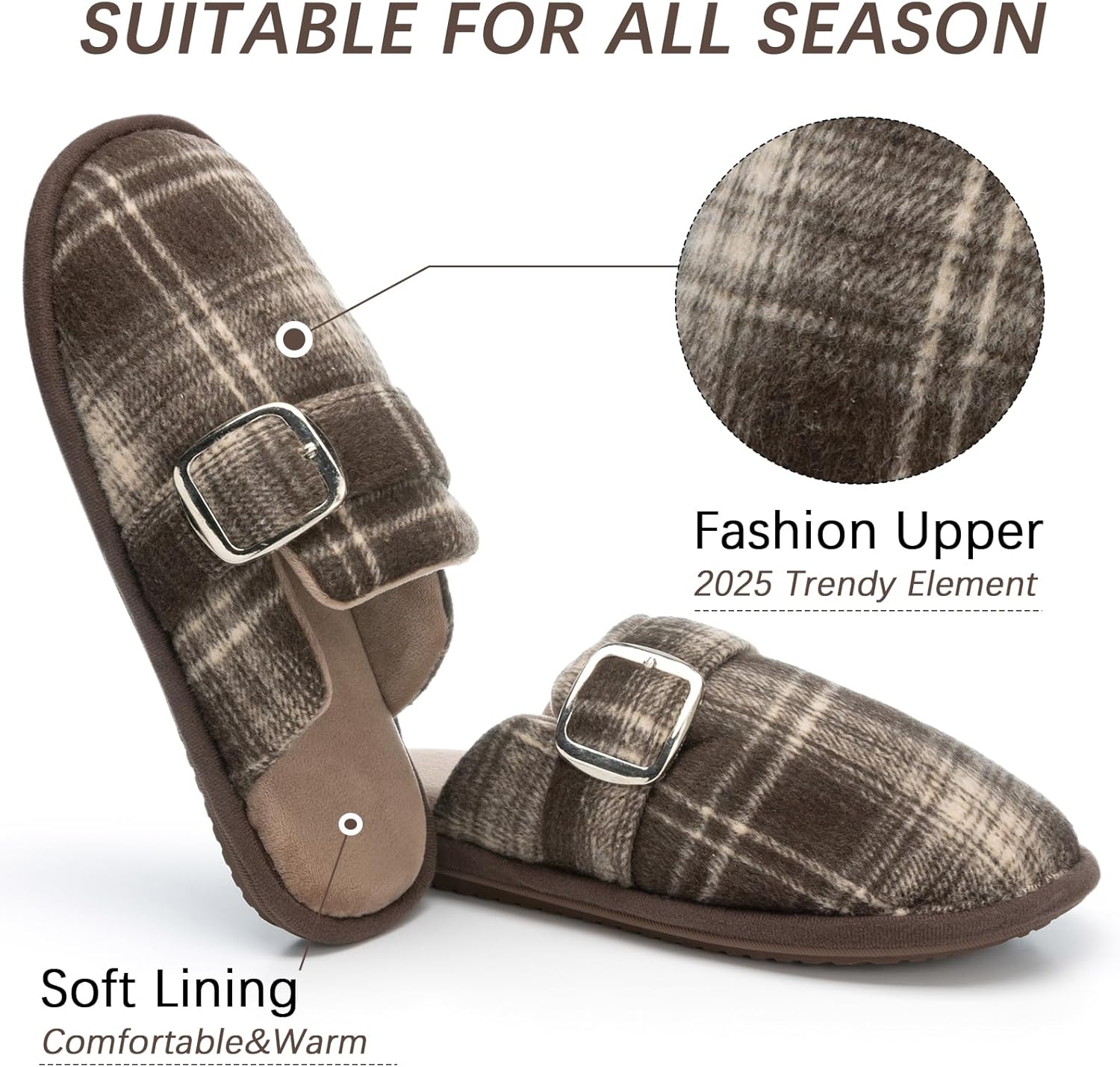 Fuzzy Slippers for Women with Memory Foam Warm Winter Suede House Slippers Shoes Indoor Outdoor Gifts For Women Faux Fur Anti-Skid - Image 3