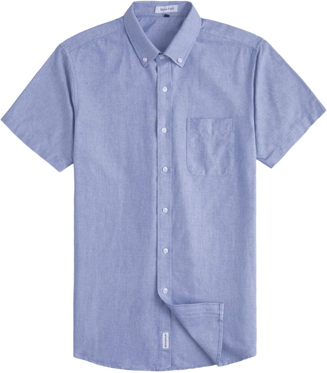 MUSE FATH Men's Casual Oxford Short Sleeve Regular Fit Chest Pocket Dress Shirt