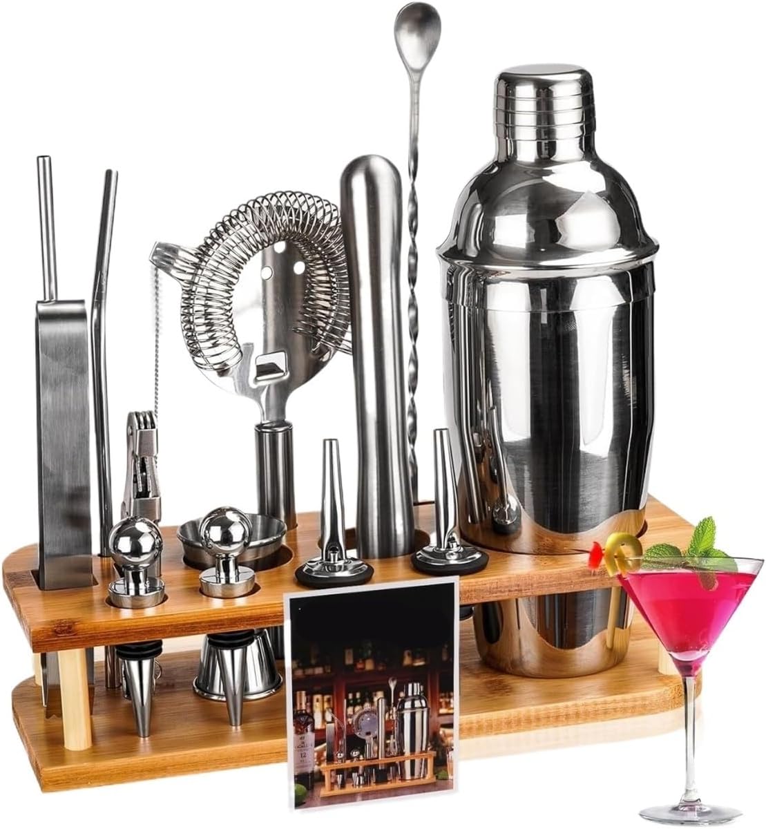 Kit de Coctelera 25oz 13 Piezas Set de Bar para Cócteles Acero Inoxidable