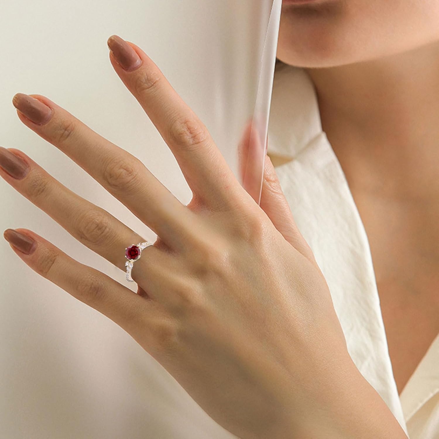 10K 14K 18K Gold 2 Carat Leaf Design Gemstone Engagement Rings for Women Art Deco Birthstone Promise Anniversary Ring Size 3-15