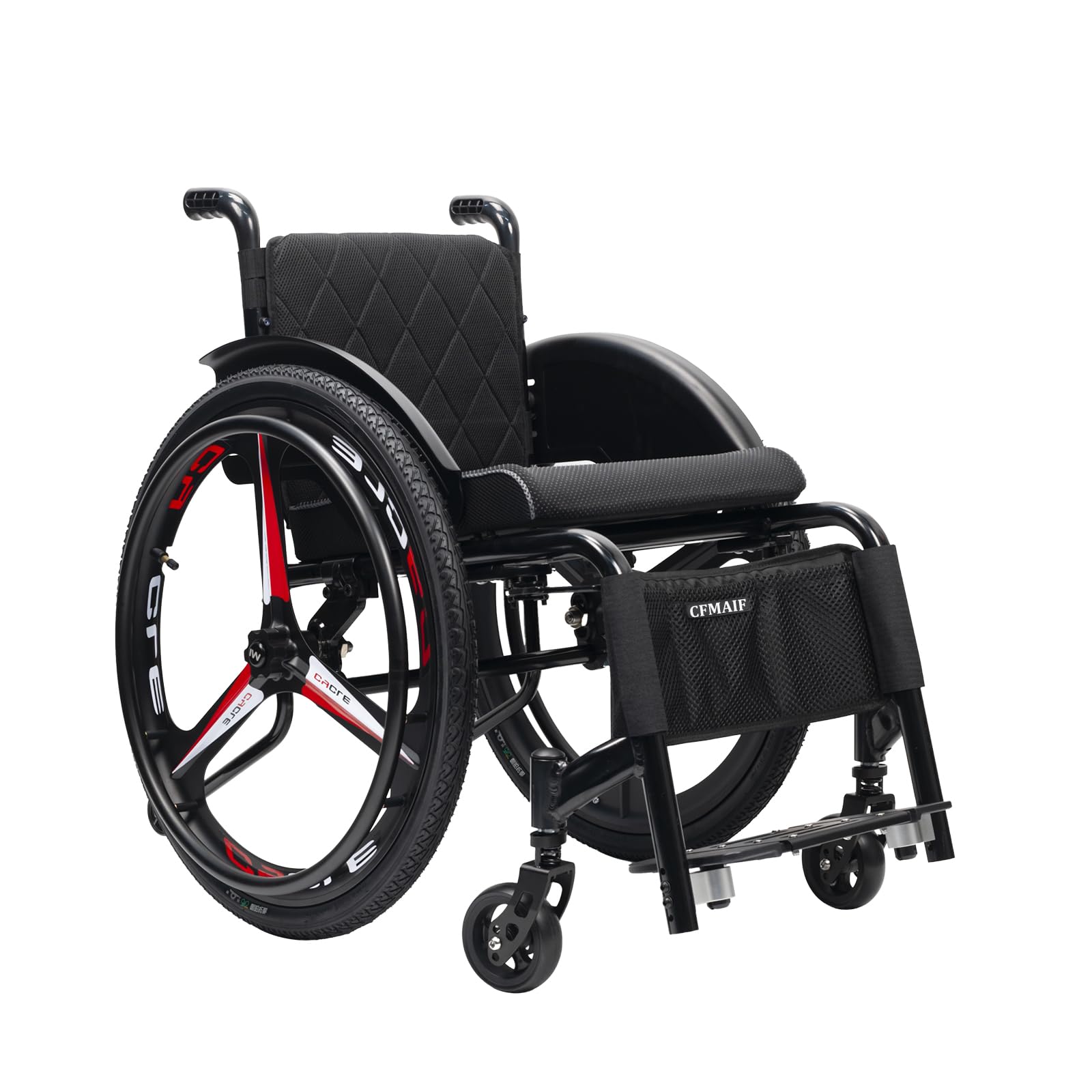Sedia a rotelle Ultraleggera ad autospinta per Disabili, Carrozzina Sportiva, in Alluminio, da Transito, poggiapiedi Rimovibili(42cm/16.5in Seat,Black)