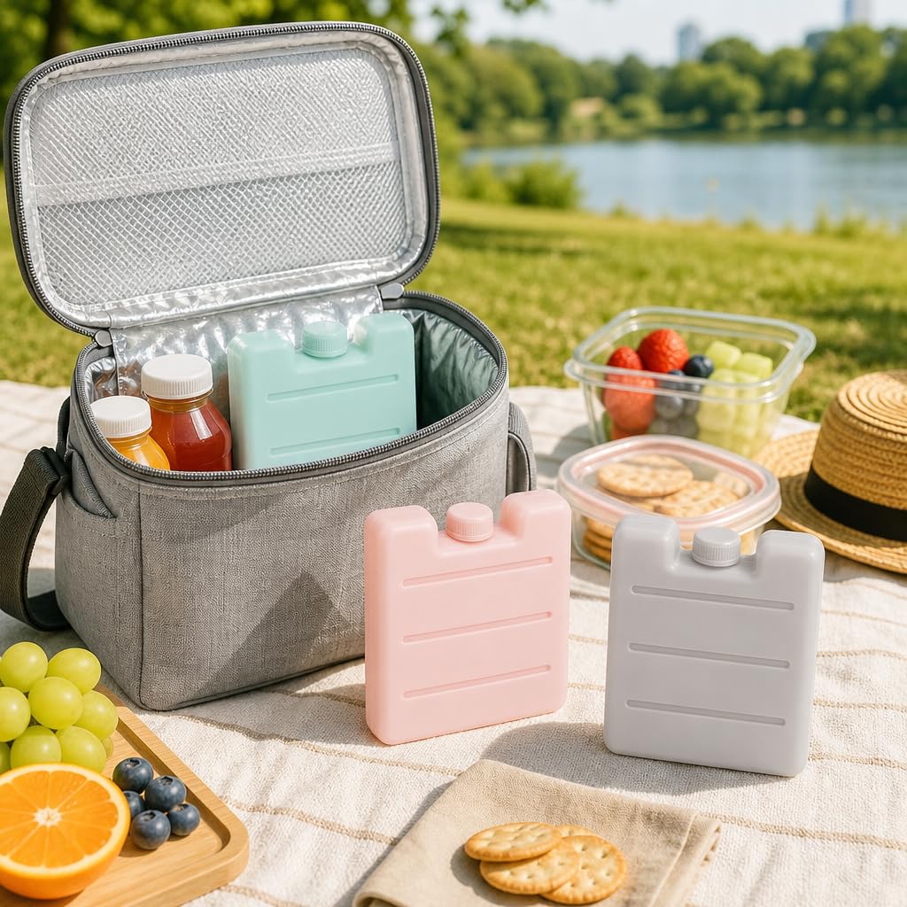 MIJOMA Zestaw mini wkładów chłodzących – elementy chłodzące wielokrotnego użytku do torby chłodzącej, pudełka na lunch, podkładki chłodzące w pastelowych kolorach – nadają się do kontaktu z żywnością