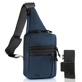M-Tac CCW Sling Bag for Men & Women - Left-Handed EDC Shoulder Bag Tactical - Crossbody Concealed Carry Bag - Mens Chest Pack (Blue Left-Handed)