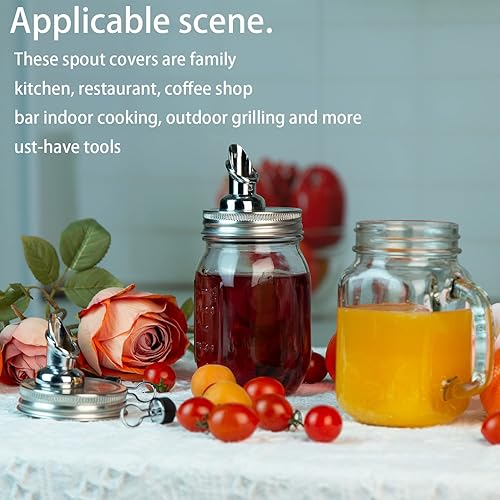 Miniatura 6 de Mason Jar Pour Spouts. flujo libre Mason Jar verter Spouts, tarro de albañil para boquilla tamaño de boca regular tapa de germinación dispensador de