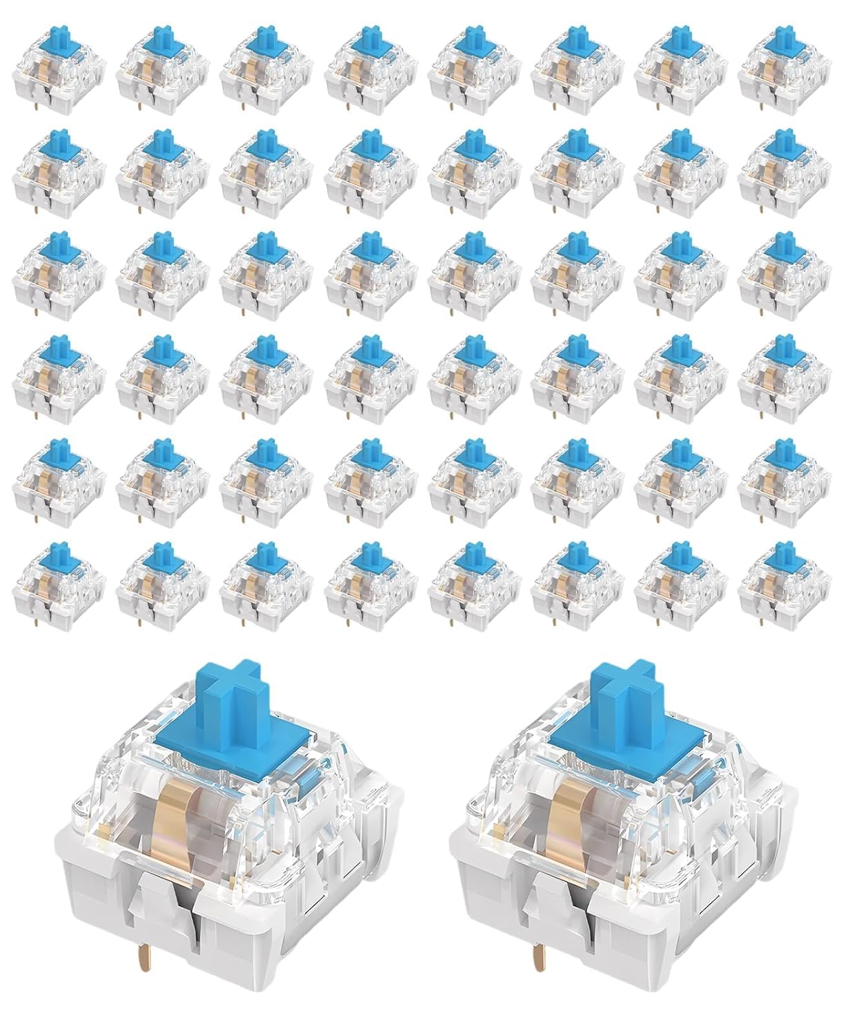 50PCS Mechanical Keyboard Switches, Keyboard Switche, Blue Switch Mechanical Keyboards Tactile Clicky Switches with Dustproof Stem, for Custom Gaming and Typing Keyboards