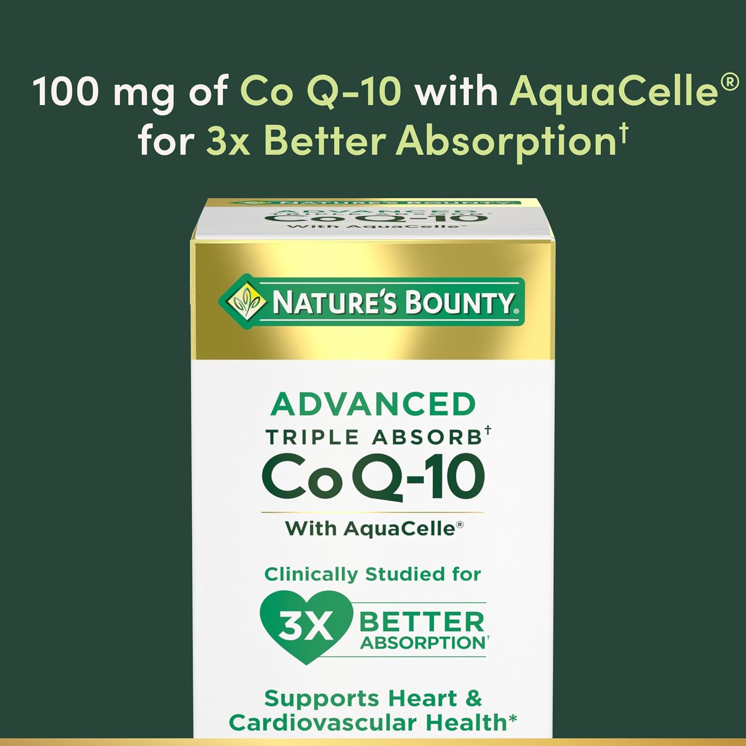 Nature's Bounty Advanced Triple Absorb Co Q-10, Heart Health, Rapid Release Softgels, 90 Ct