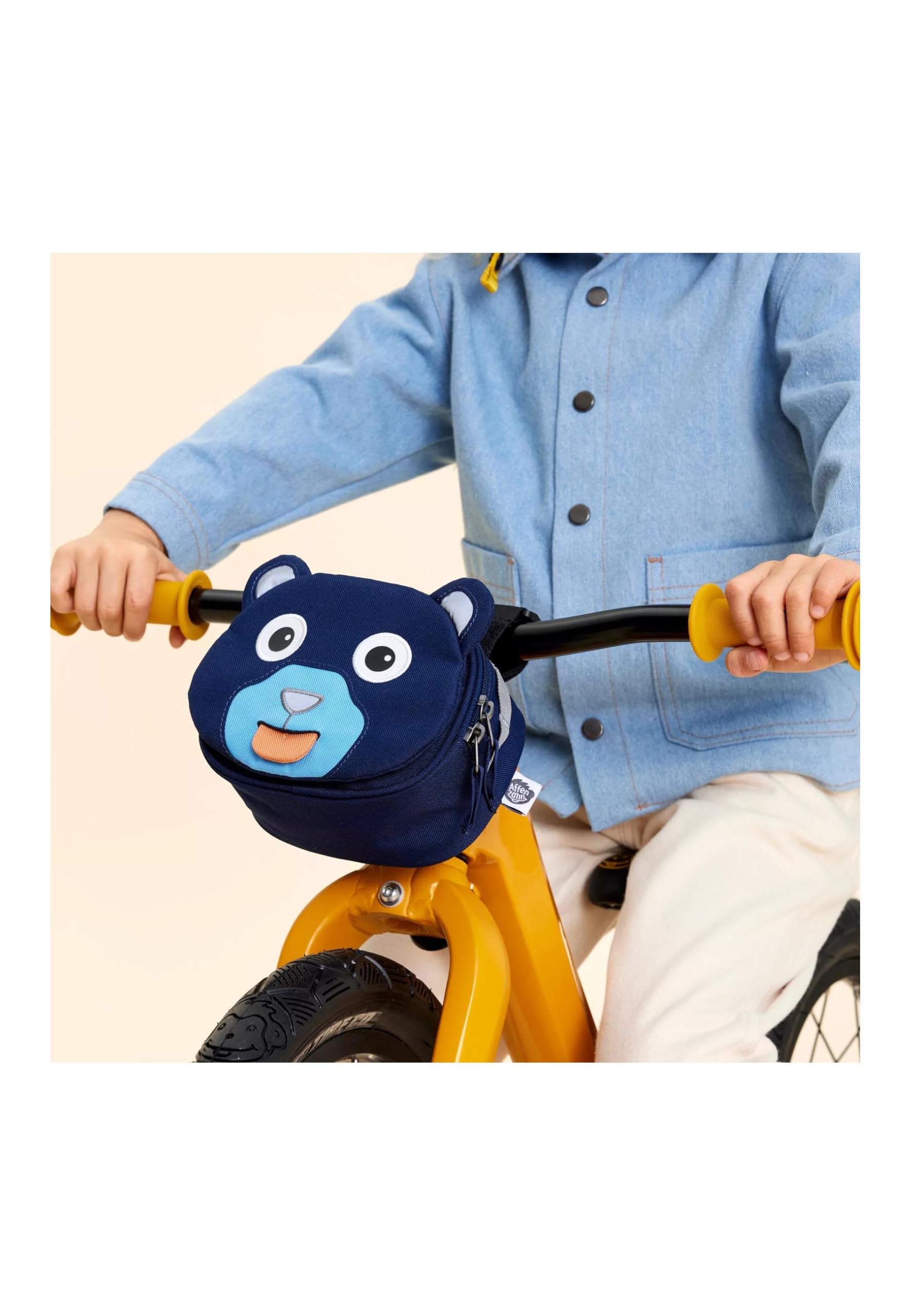 Affenzahn Stuurtas met klittenbandhouder voor fiets, step en loopfiets Panther - zwart