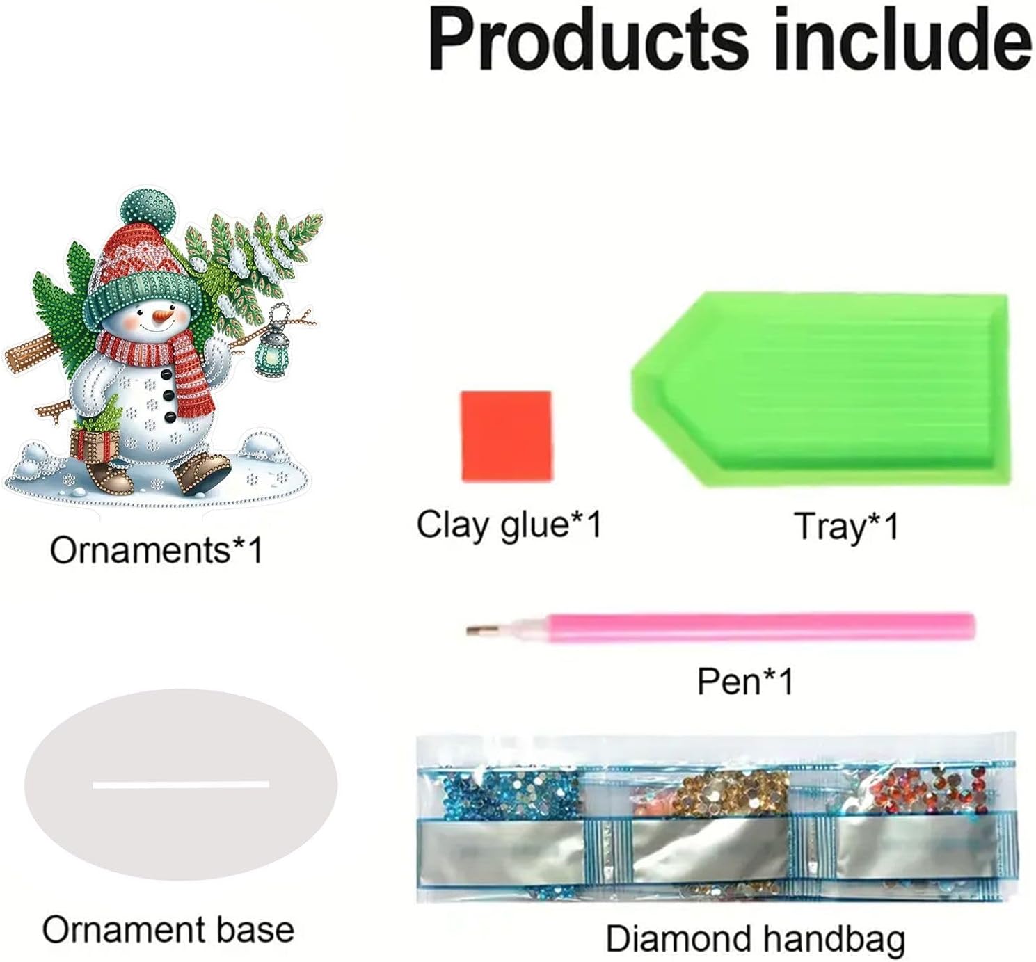 Christmas Tabletop Diamond Art Painting Kit Animal, 5D DIY Diamond Christmas Desktop Ornament Special Shaped Crystal Diamond Art Tabletop Ornaments Home Office Decor-2PCS-A