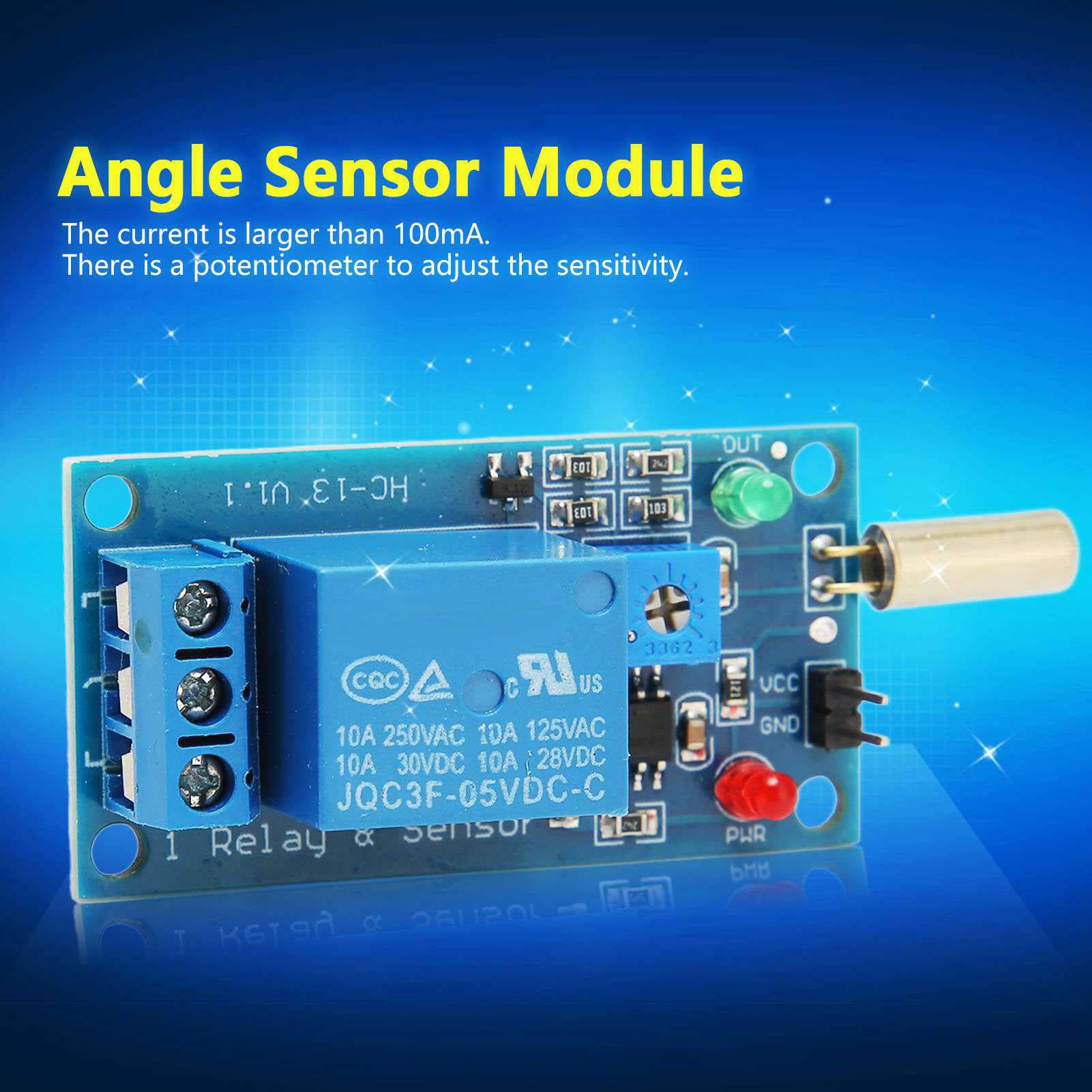 5V SW-520 Tilt Sensor Relay Tilt Sensor Module, Tilt Angle Sensor Module 45 90 Degree Angle Sensor Module Alarm Module