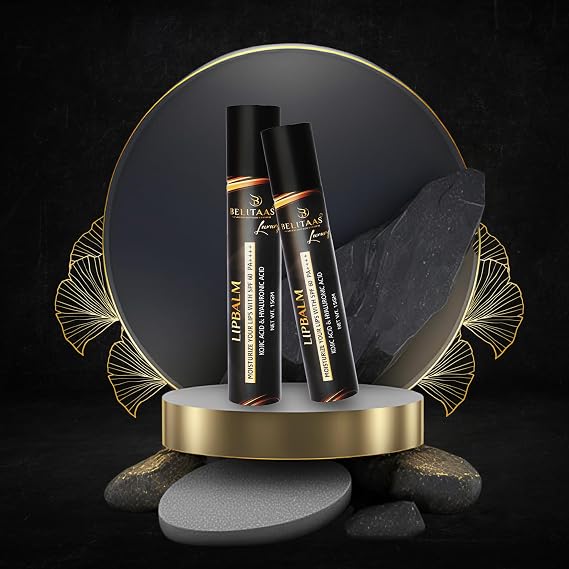 Belitaas LipBalm with SPF 60 PA+++ | Brightening Lip Balm for Dark Lips with Kojic Acid & Hyaluronic Acid| For Dark, Pigmented, Dry, Flaky Lip | Glossy Buttery Soft Pink Lips | For Women & Men 15gm