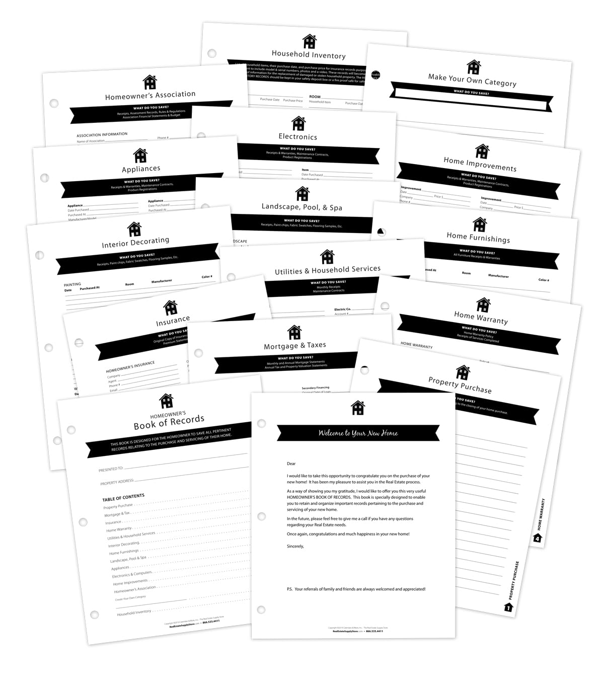 Raccoglitore del libro dei record del proprietario di casa, organizza ricevute domestiche e conservazione dei registri per riparazioni domestiche (blu navy)