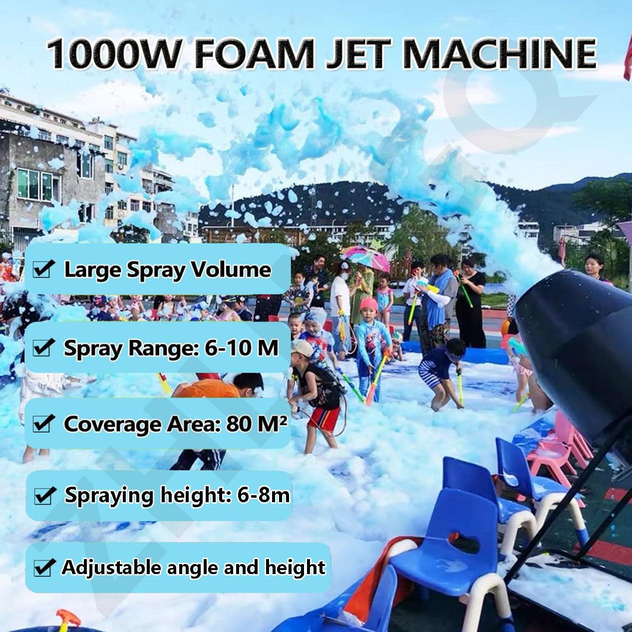 1000W Party Foam Machine, Maszyna Do Robienia Piany O Dużej Mocy, Outdoor Summer Pool Party Zabawki Wodne Dla Dorosłych I Dzieci, Urodziny, Uroczystości I Imprezy Na Podwórku