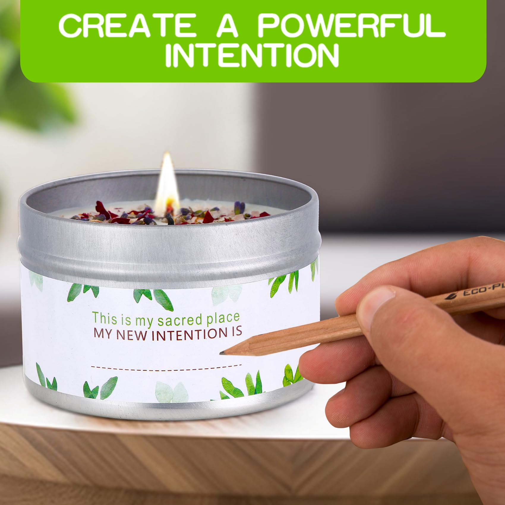 Paquete de 4 velas de salvia blanca, hoja de salvia, rosa, lavanda, sal del Himalaya y aceite esencial
