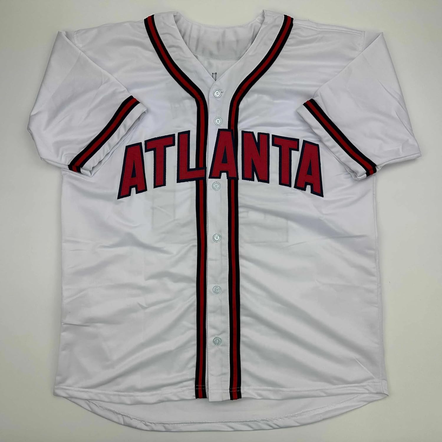 Facsimile Autographed Marcell Ozuna Atlanta White Reprint Laser Auto Baseball Jersey Size Men's XL - Image 3