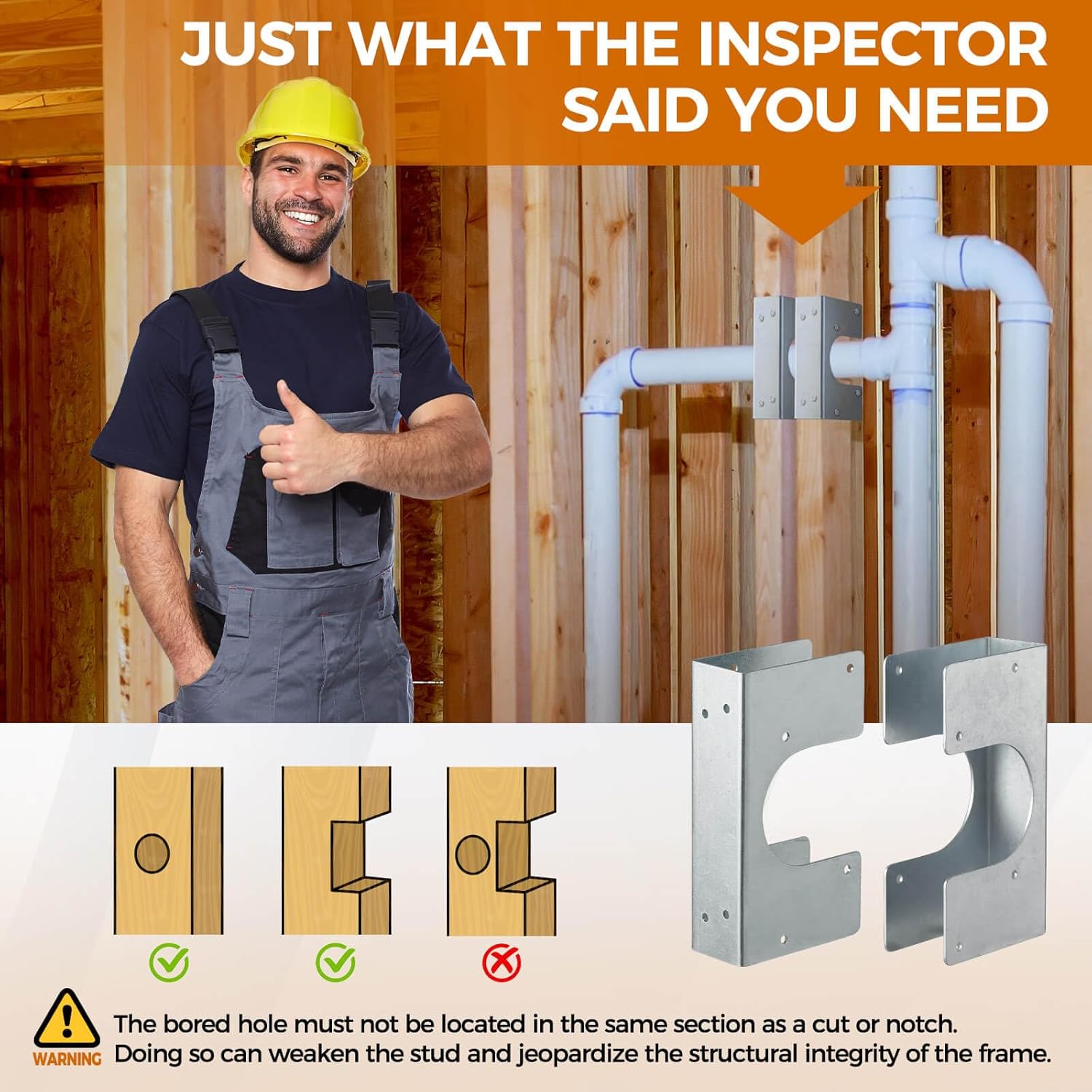 Nail Guards for Wire Protection (12 PCS) & Stud Shoes for 2X Studs (4 PCS), 16-Gauge Galvanized Steel – Thicker, NEC Compliant, IBC/IRC Code Compliant, Extra Durable